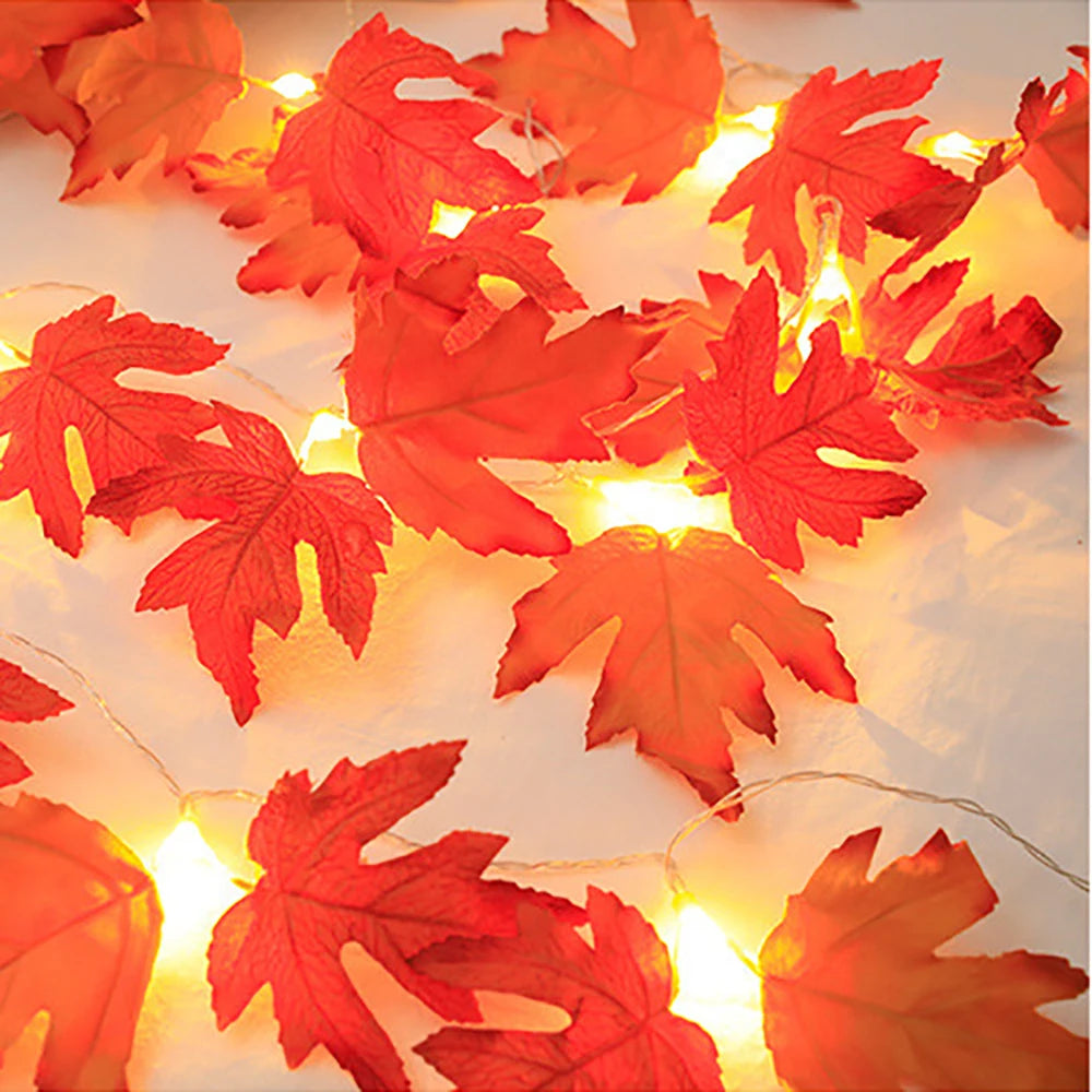 2/3/6M Halloween LED Lights String, Artificial Maple Leaf Lantern - product image 3