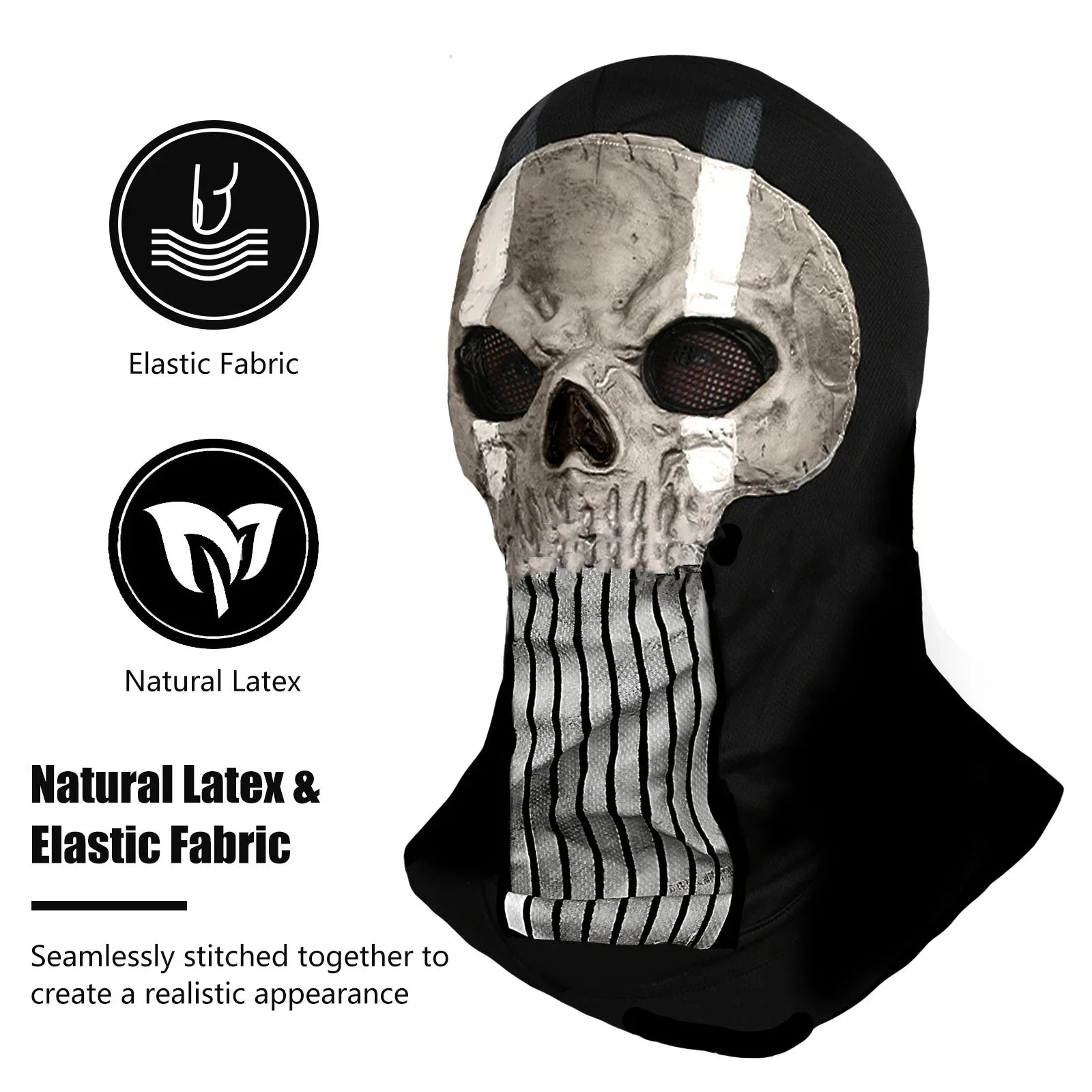 Ghost Skull Head Mask Latex Cod Skeleton Modern Warfare Scary Halloween Cosplay Props Toys for Teen Men Party - product image 7