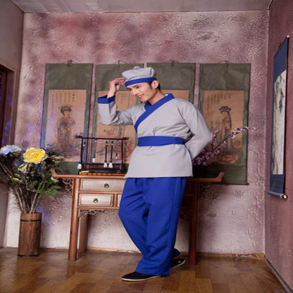 Men's Ancient Chinese Servant Farmer Hanfu Adultchinese Costume - alternate view 4
