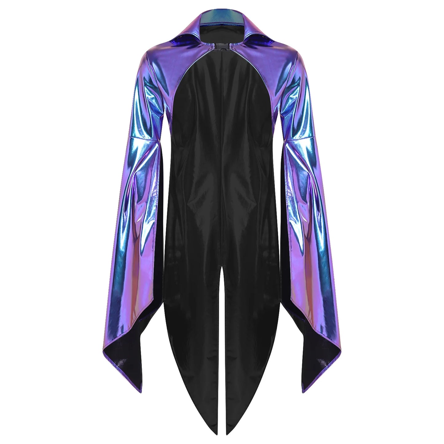 Men's Holographic Glossy Shoulder Armor Tops Fly Sleeve Jacket Tailcoat Costume - alternate view 10