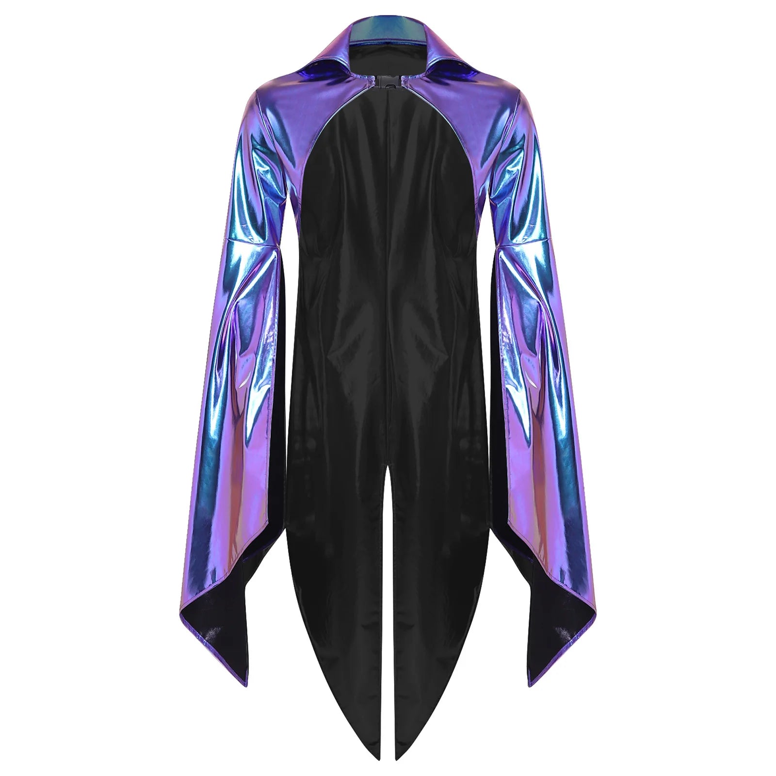 Men's Holographic Glossy Shoulder Armor Tops Fly Sleeve Jacket Tailcoat Costume - alternate view 10