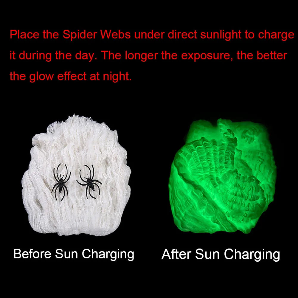 Glow-in-the-Dark Halloween Spider Web Decoration - Luminous Spider Web 20g