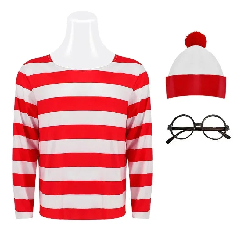Red Striped Explorer Striped Shirt Youth Boys Striped Explorer Costume Shirt Glasses And