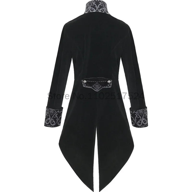 Steampunk Women Men Medieval Dress Costume Velet Stand Collar Tailcoat Gothic