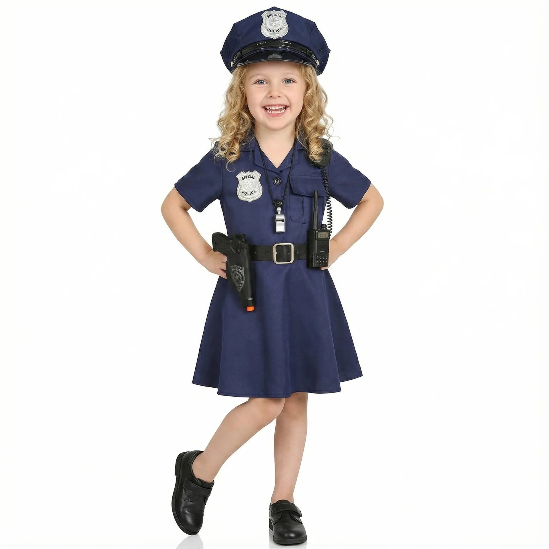 Women's Police Officer Halloween Costume Dress - Blue 5-6 years old