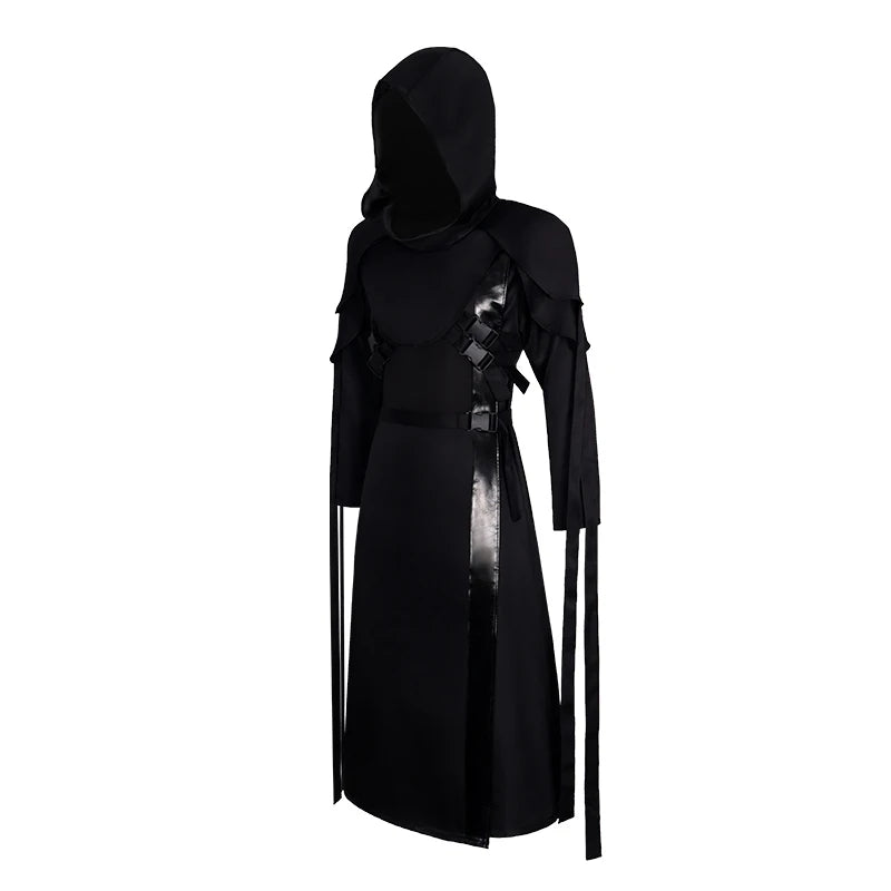 Halloween Medieval Cloak Danny Johnson Costume DbD Horror Hooded Cape Robe Costume - black / XXL