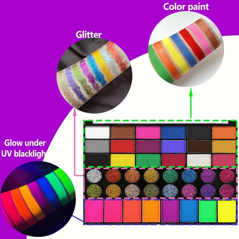 Painted 42 Colors Face Paint Kit for Kids Non Toxic Water - Halloween Makeup - product image 5