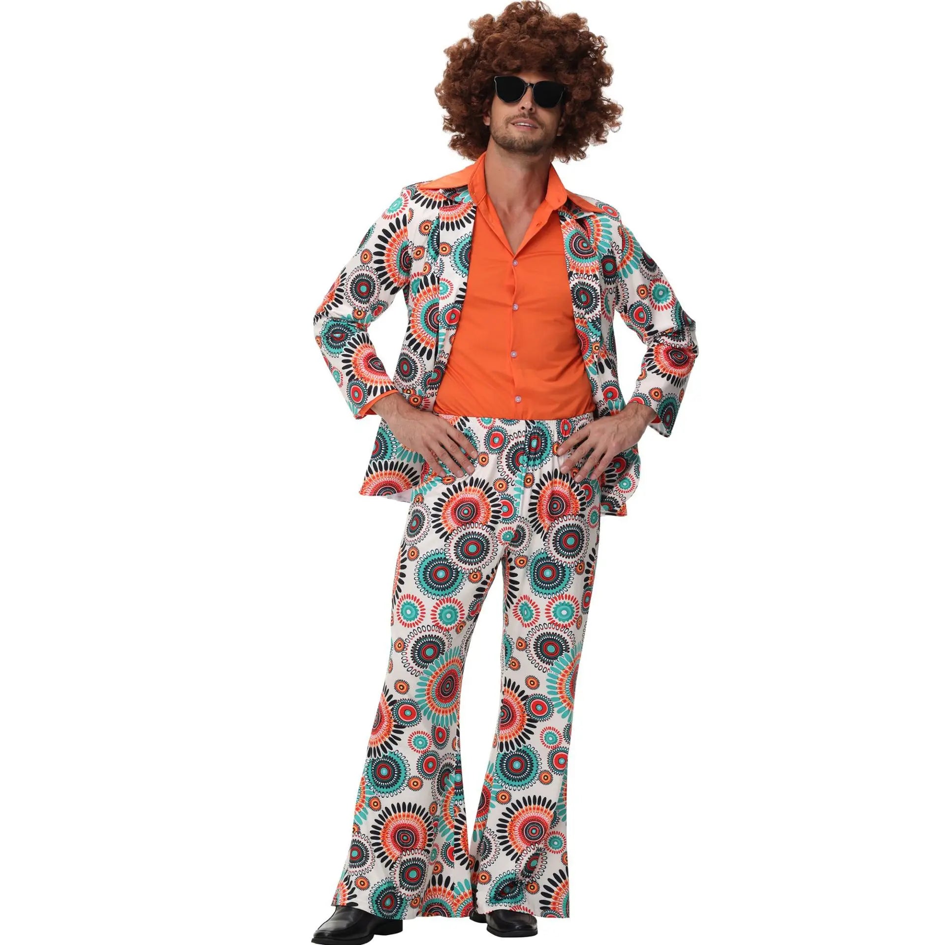 Retro 70s 80s Hippie Costume for Men Women Disco Couples Hippie Costume Dress Up Adult - men / M