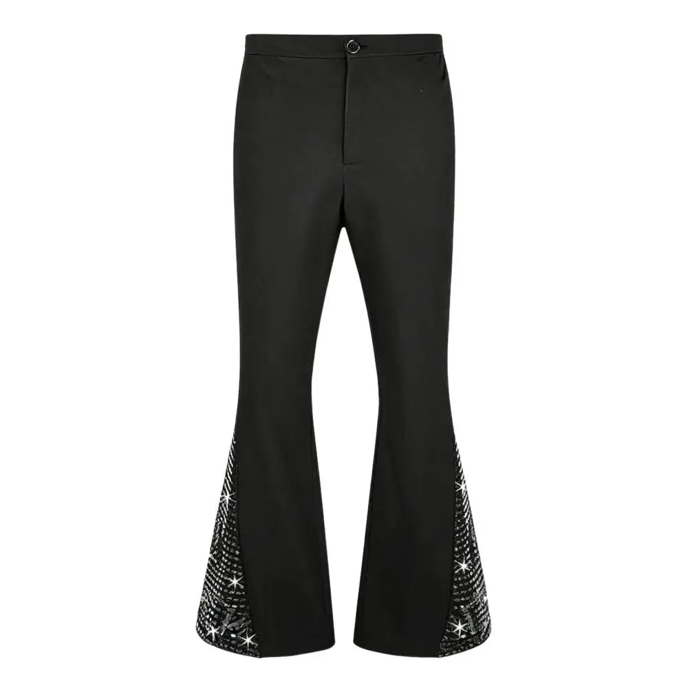 Men's Disco 70s Shiny Shirt Flared Pants Wig Sunglasses Costume - alternate view 3