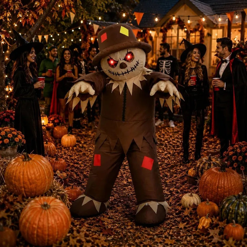Inflatable scarecrow costume Day dress up glowing eyes waterproof polyester great