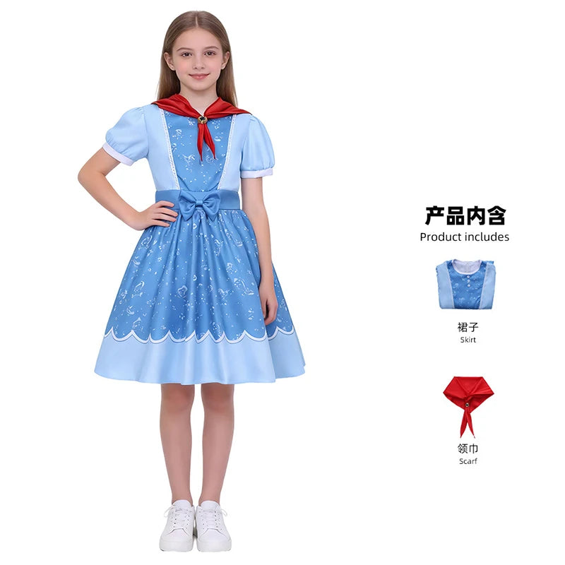 Stranger Retro Fantasy Girl Cosplay Costume Hooded Cloak Dress Scarf Stage Performance Disguise