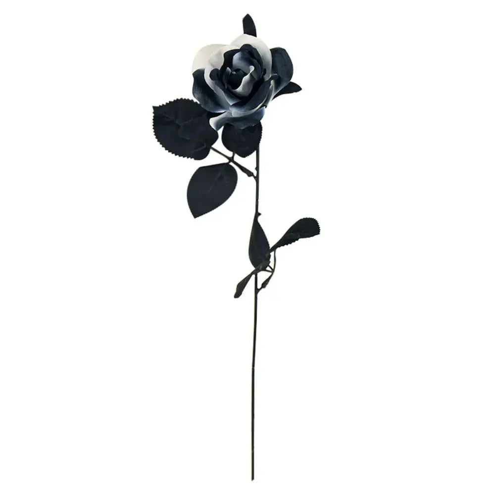 Black White Halloween Artificial Rose Flowers Gothic Soft Silk Faux Flowers - product image 7