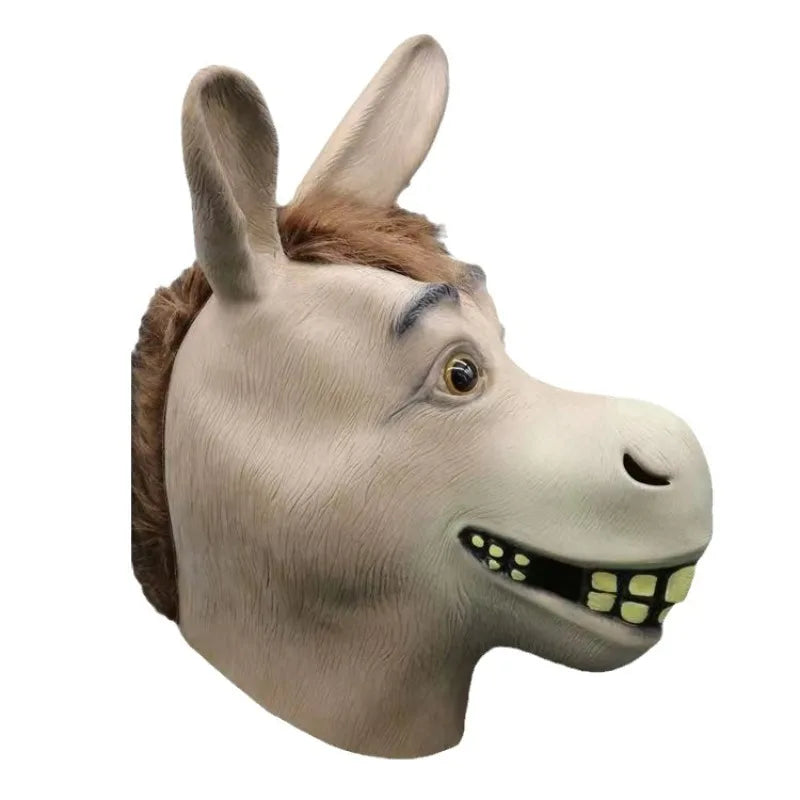Funny Donkey Mask Masquerade Props Donkey Head Animals Masks Halloween Horror Ghost Latex Hood AdultsCosplay