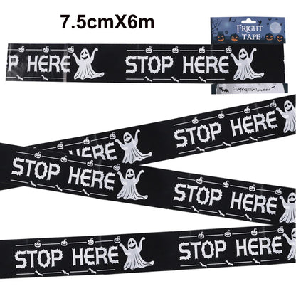 Halloween Decoration Caution Tape Window Prop Skull Zombie Warning Tape Signs Halloween Props Party Favors Haunted House Décor