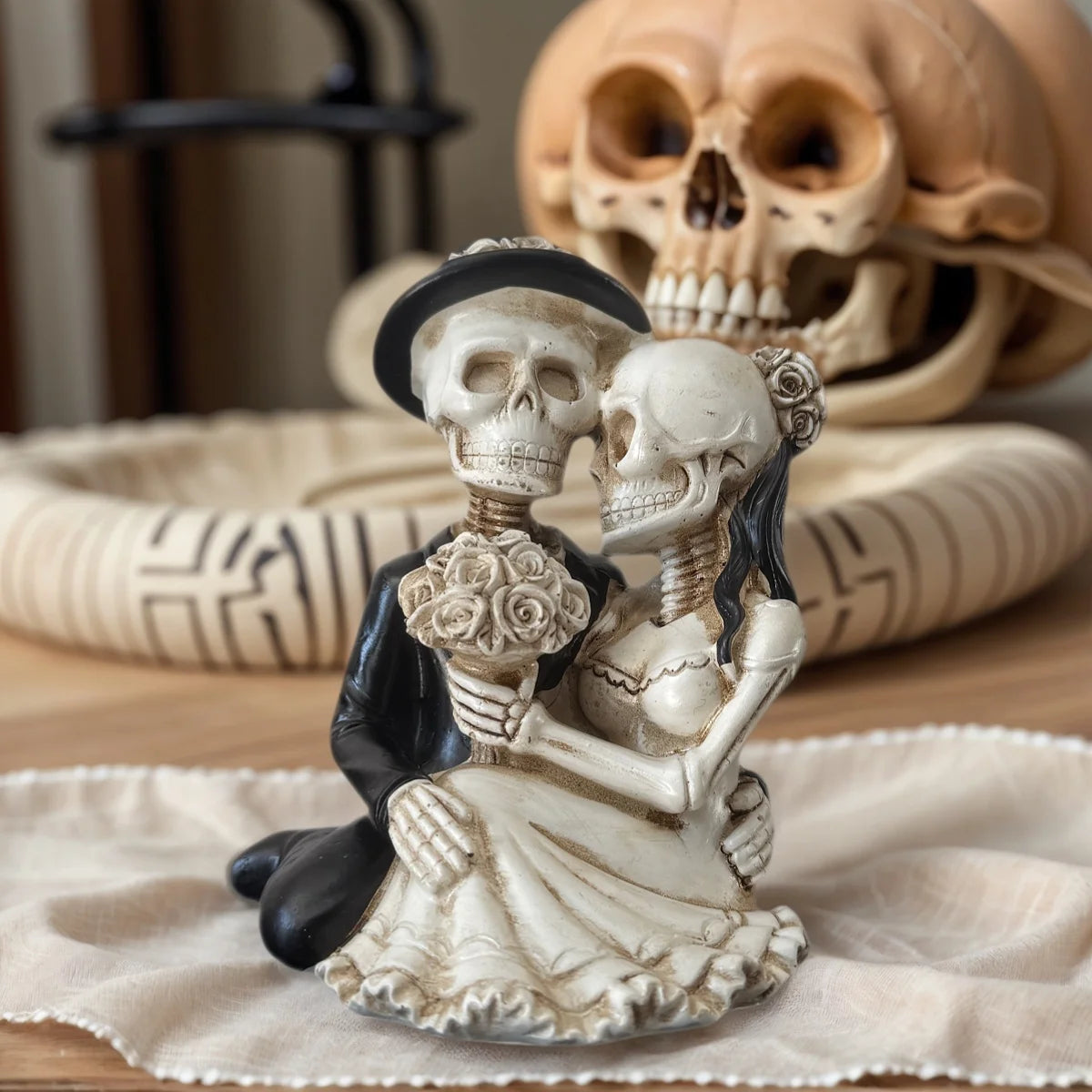 Skeleton Wedding Couple Figurine Gothic Skull Bride Groom Statue Till Death - product image 7