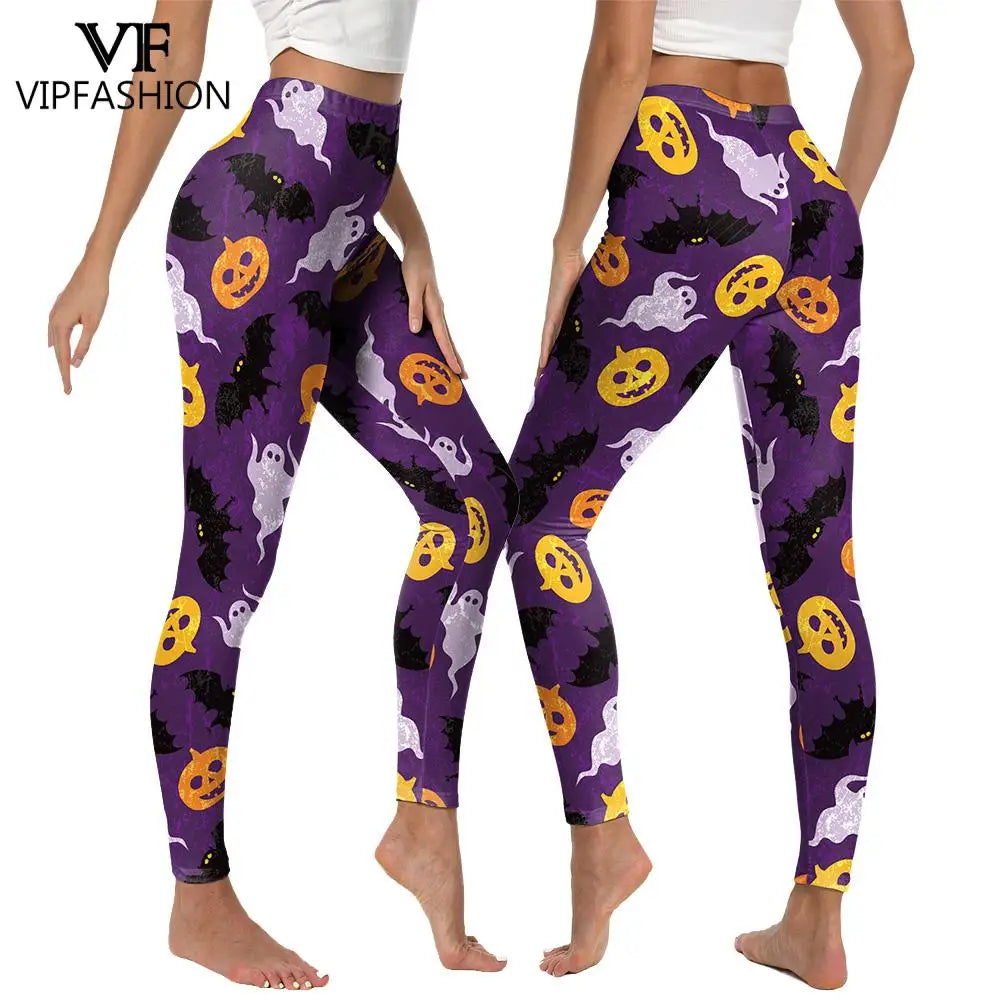 Women's Spooky Pumpkin Stripe Leggings - alternate view 5