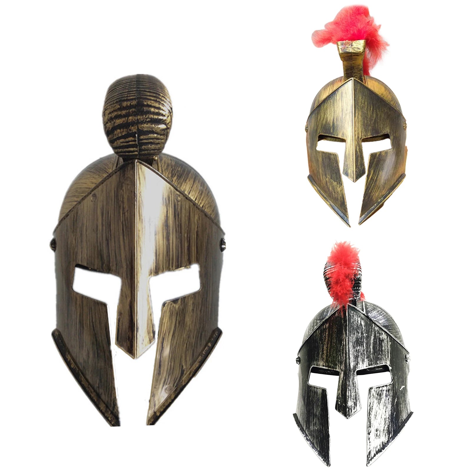 Roman Warrior Greek Costume Helmet Medieval Knight Hats Gladiator Spartan Headwear - Silver / One Size