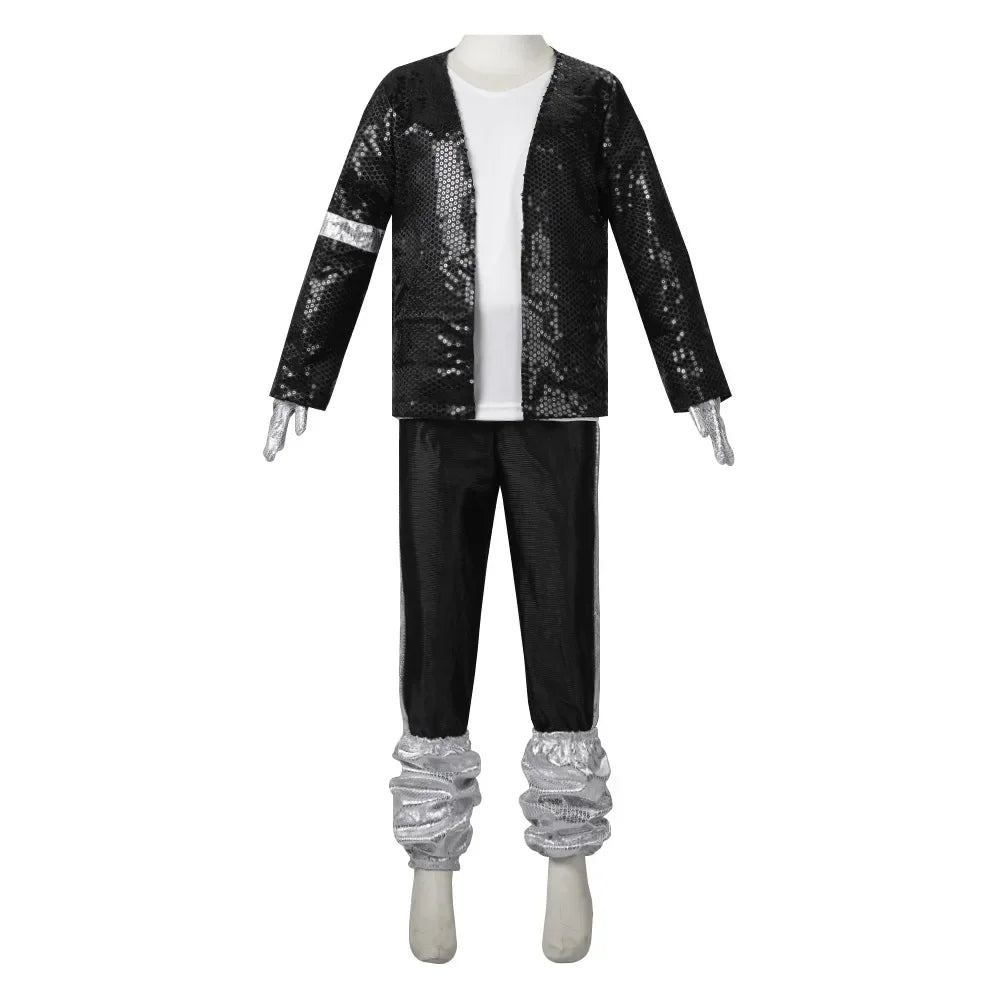Halloween Coplay Outfit for Show Performance Michael Jackson Celebrity Birthday Billie - WHITE / 120