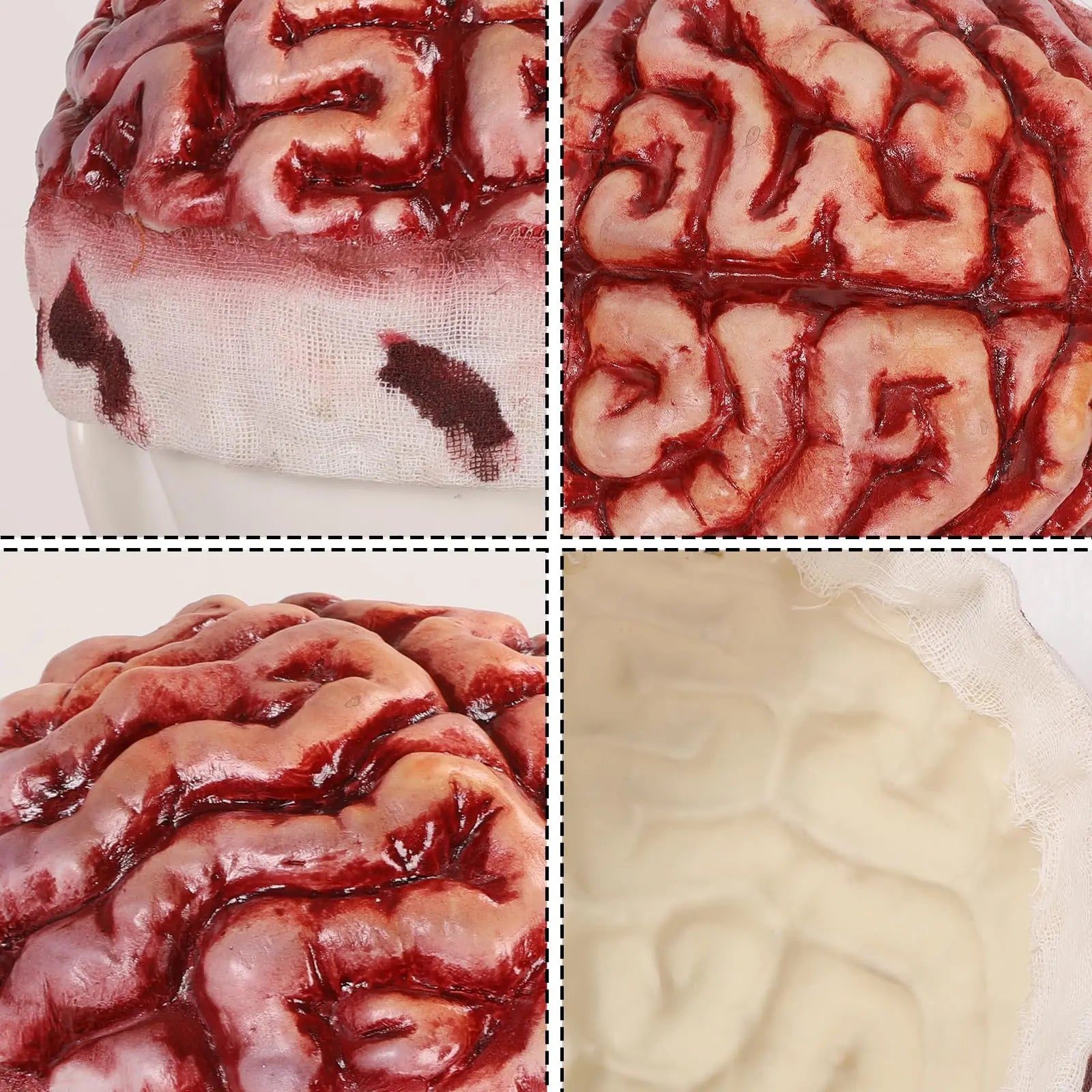Bloody Zombie Brain Cap Mask Horror Zombie Mask Scary Halloween Realistic Brain Hat for CreepyCosplay