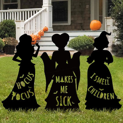 Halloween Iron Art Witch Signs Frame Silhouette Decor Carnival Home Decor Outdoor Garden Black Hocus Pocus Magic Witches Gifts