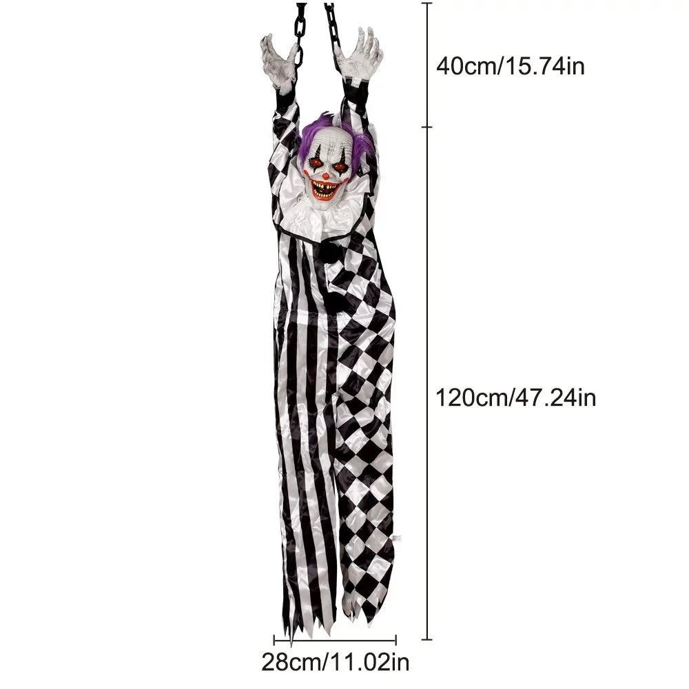 Clown Animated Hanging Chain Glowing Eyes Creepy Prop - alternate view 7