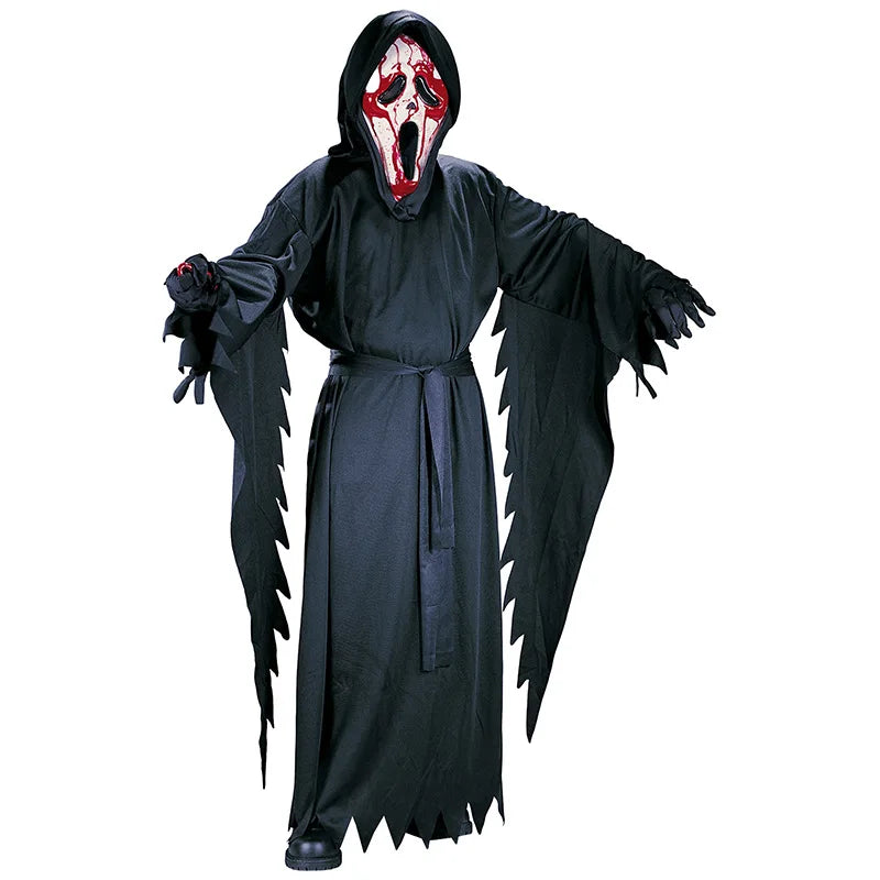 Hooded White Ghost Horror Costume with Mask - product image 4