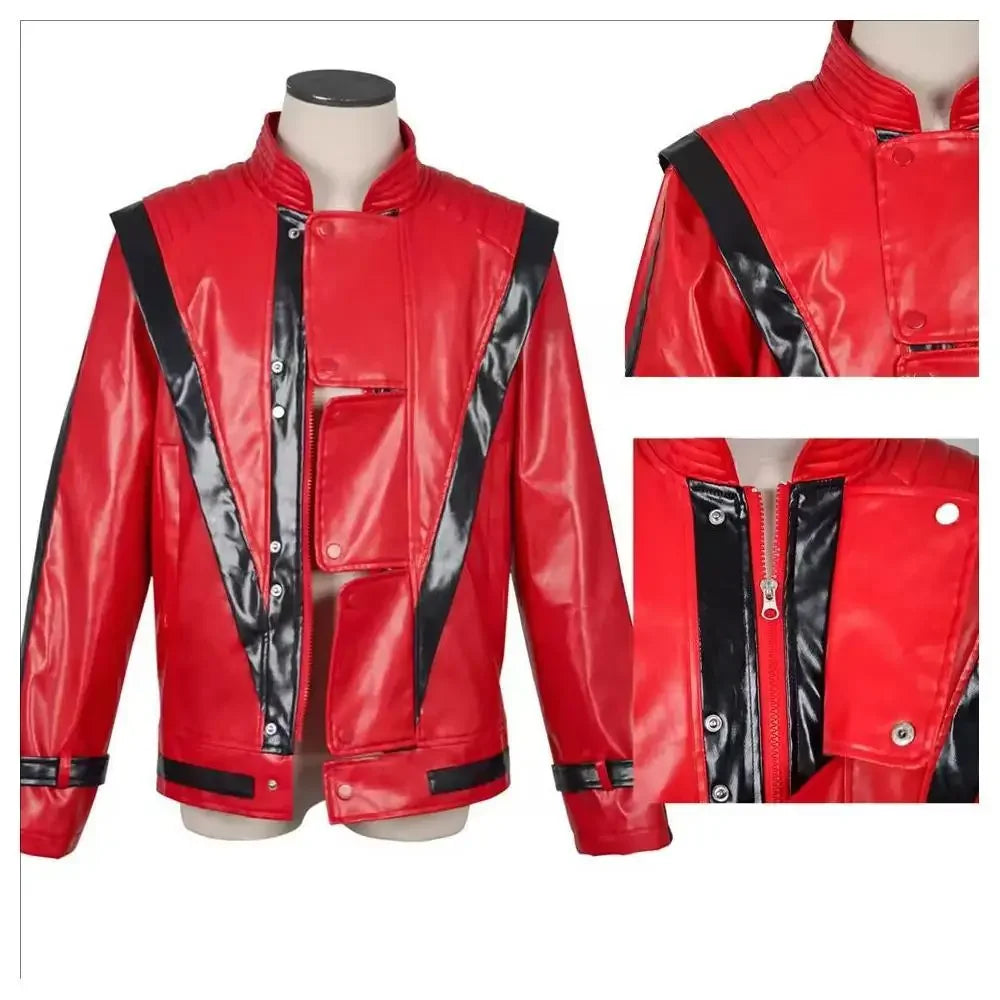 Michael Jackson Thriller Scary Costumes Red Leather Jacket for Men's Man Adults Child - Only wig / One Size