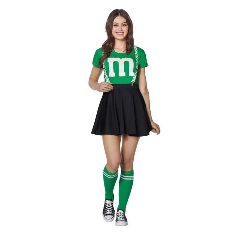 Women's M&M's Team T-shirt Black Skirt Stocking Funny Costume - alternate view 3