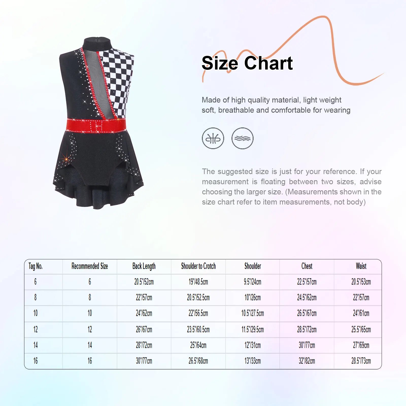 Girls Halloween Circus Clown Performance Costume Rhinestones Ballet Dance Gymnastics - Black / 10