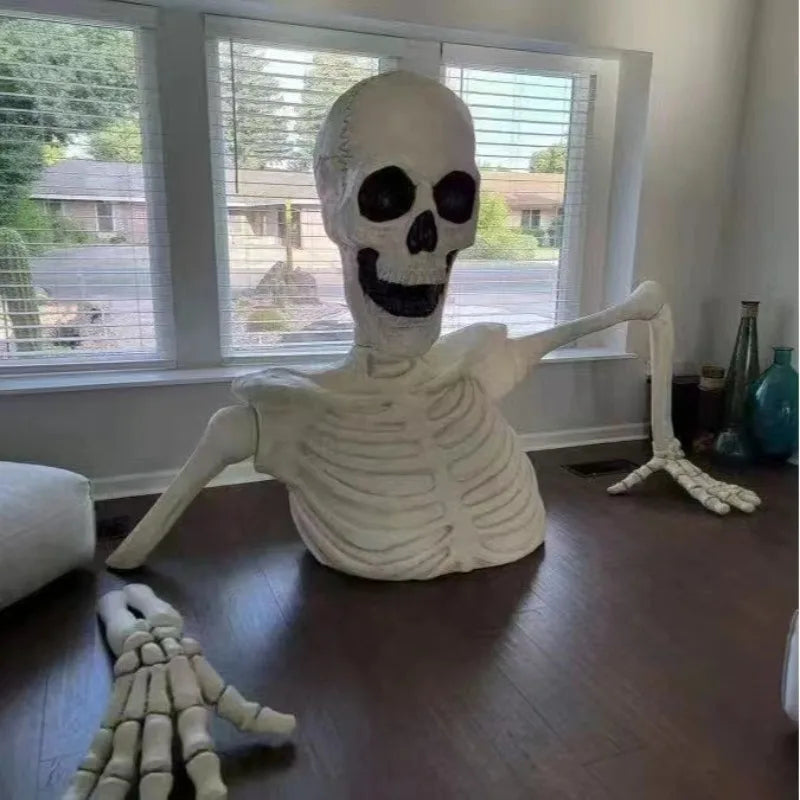 12 feet half-body big head skeleton ornament Halloween secret room set props Haunted houseOutdoor