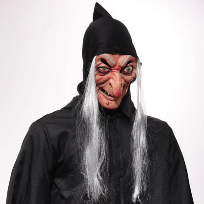 Halloween Witch Mask Cosplay Scary Ghost Face Sorceress Old Nana Grandma Latex Helmet Dress Up Party Costume - product image 4