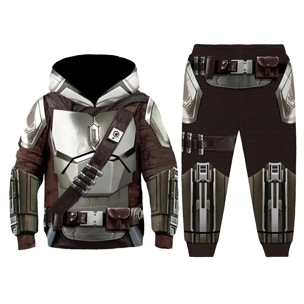 Din Djarin Costume Adult Kids Battle Armor Printed Hoodie Pant Movie Space Bounty Hunter - Hoodie A / XXL