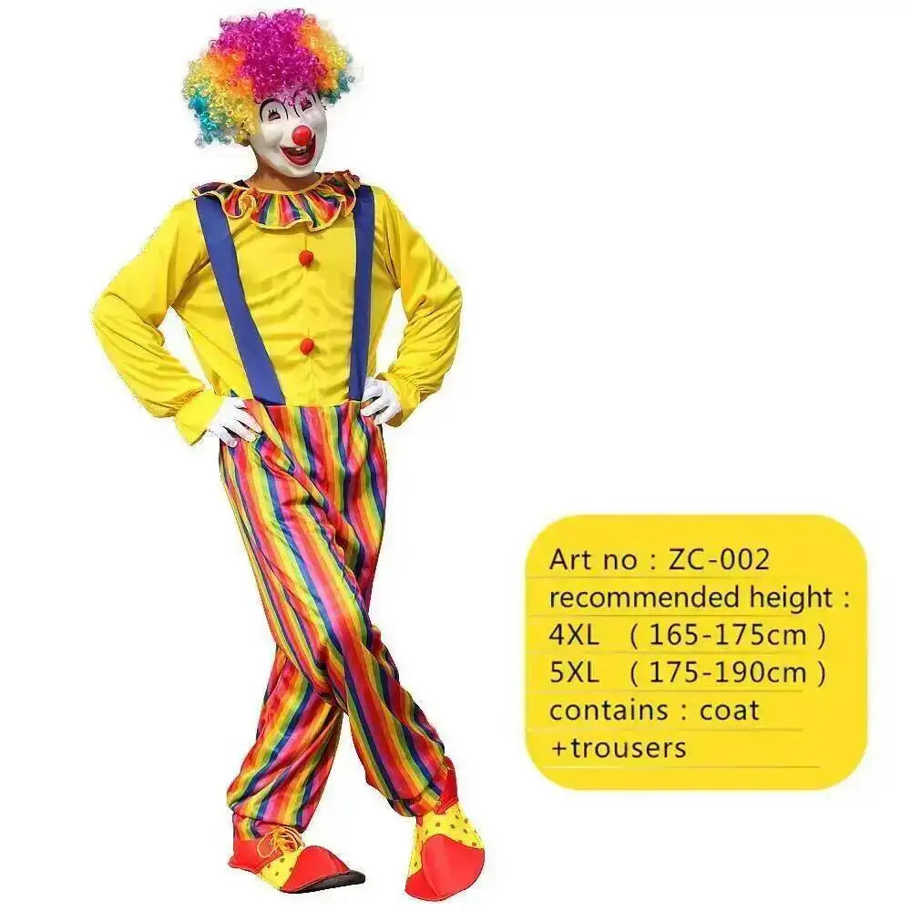 Adults Clown Costumes Joker Bodysuit for Men Magician Performance Fancy Halloween Outfits - Zc-012 / 4xl height165-175cm