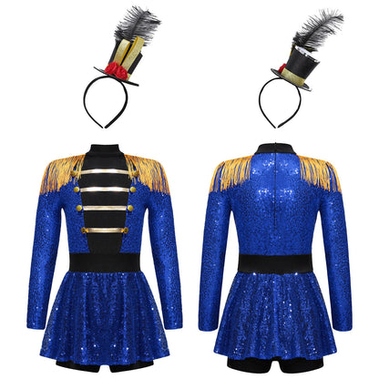 Kids' Ringmaster Circus Long Sleeve Tassel Shoulder Zipper Sequin Tutu Costume - alternate view 10