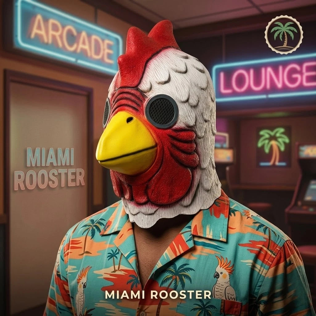 Latex Cartoon Rooster Head Cover Halloween Chicken Costume Mask Miami Cosplay Deluxe Cock
