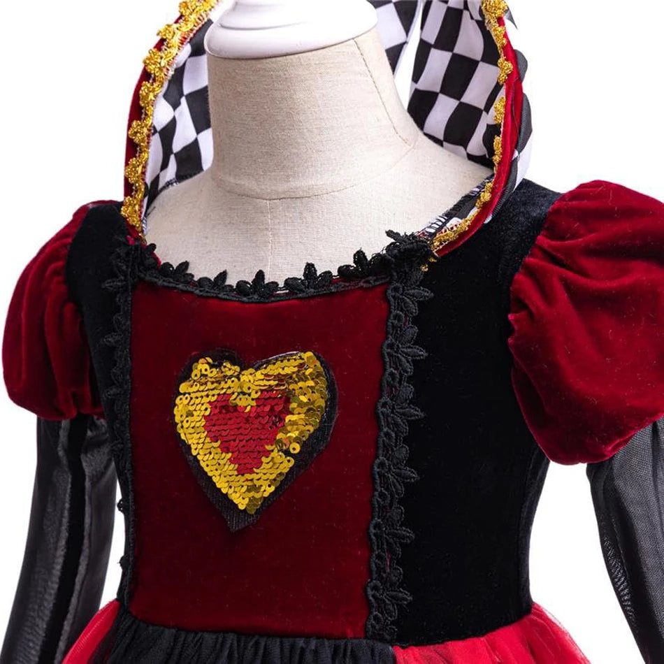 Girls Queen of Hearts Halloween Costume Dress