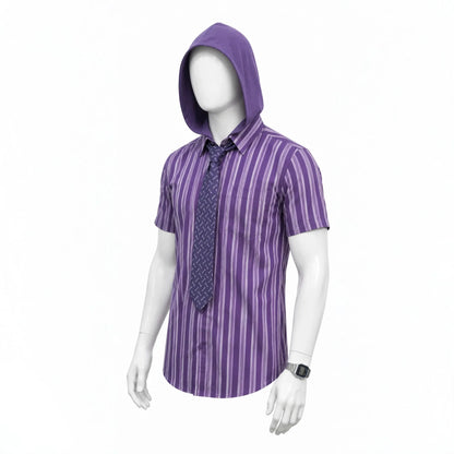 He Man Skeletor Cosplay Costume With Mask Hooded Cape Shirt Watch Tie Daily Commuter Workwear Outfit Men Halloween Carnival Cos
