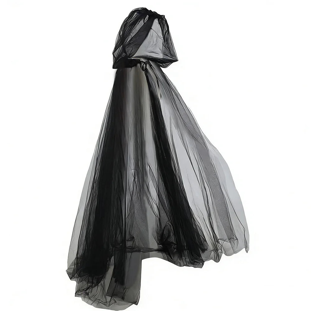Black Bridal Shawl Witch Cosplay Cloak Halloween Cape Game Party Costume Props Holiday Dress Up Vampire - product image 4