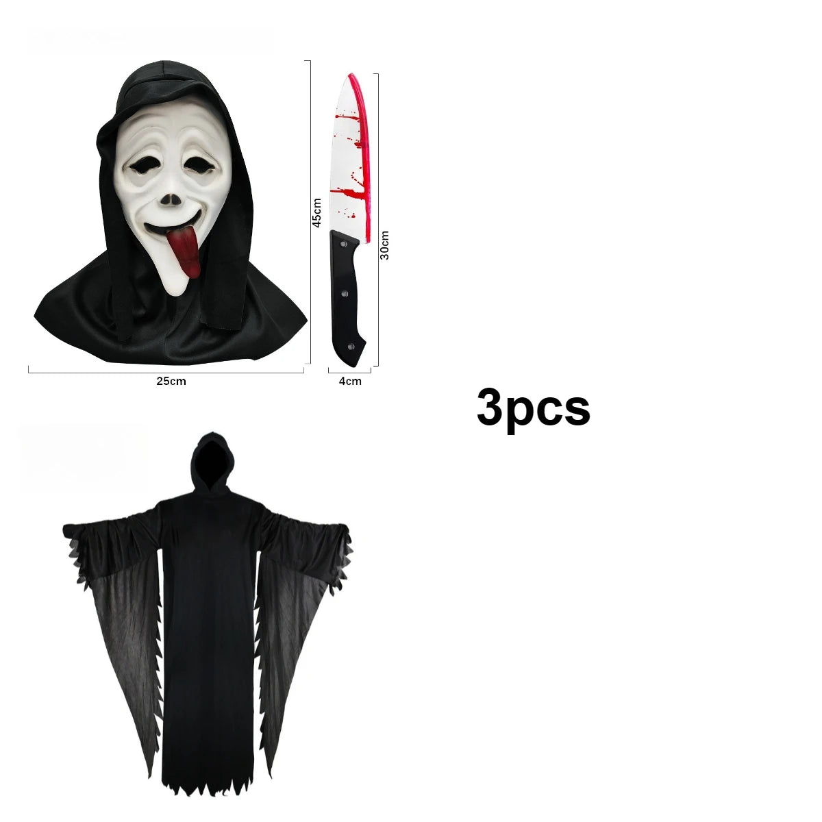Grim Reaper Ghost Costume – Black Hooded Cloak & Mask