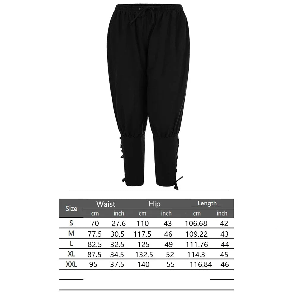 Men's Medieval Renaissance Viking Pirate Shirt Ankle Banded Pants Costume - alternate view 4