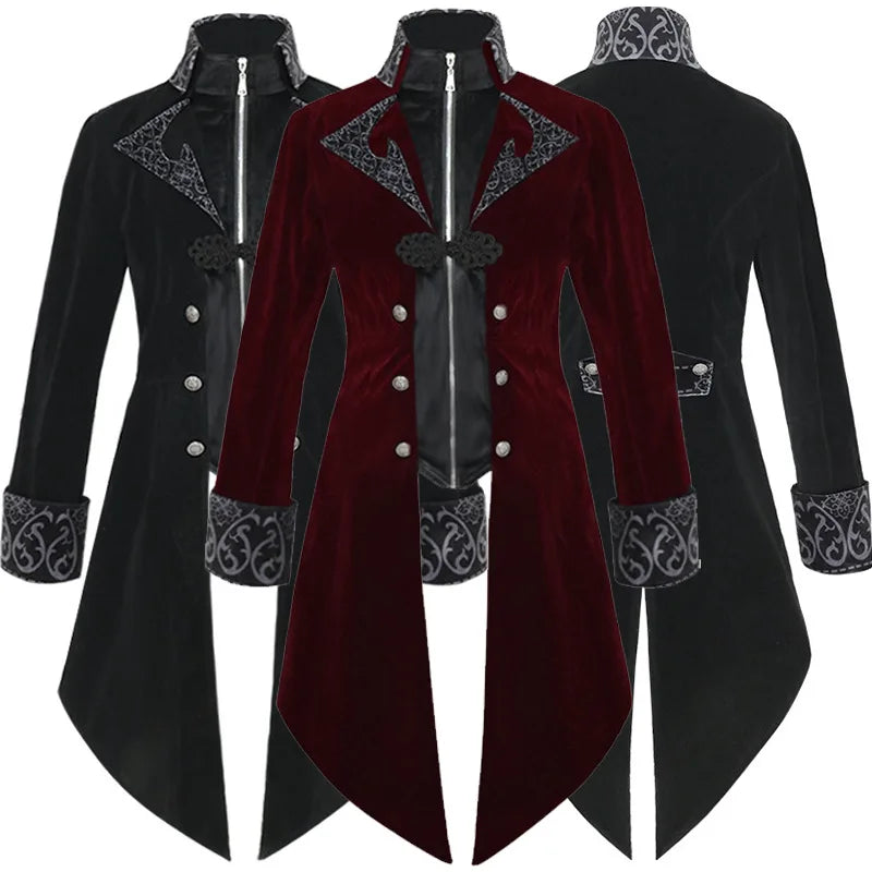 Men's Medieval Steampunk Gothic Jacket Tuxedo Retro Coat Punk Costume