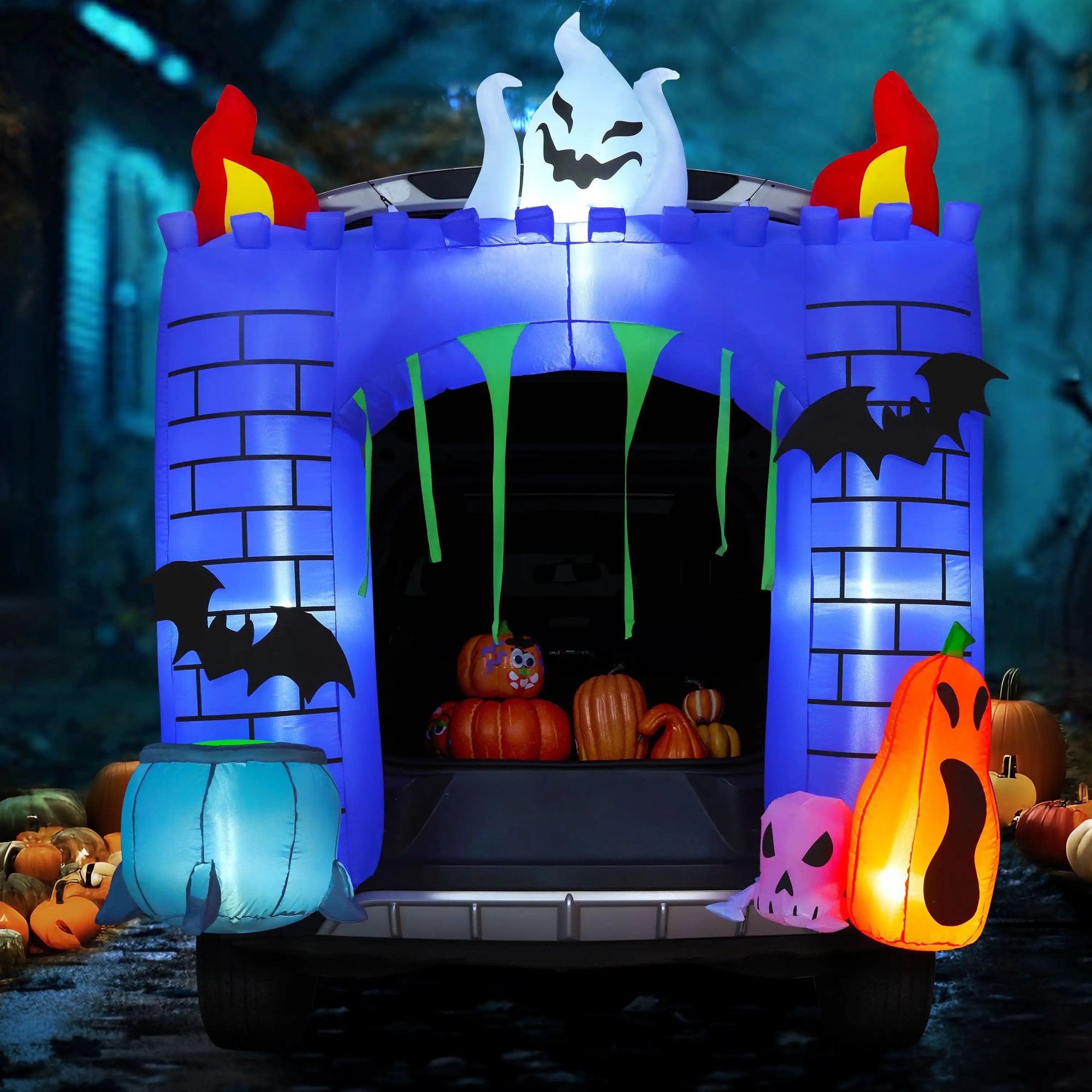 6 FT Tall Haunted Castle Inflatable Haunted Castle Decoration Trunk