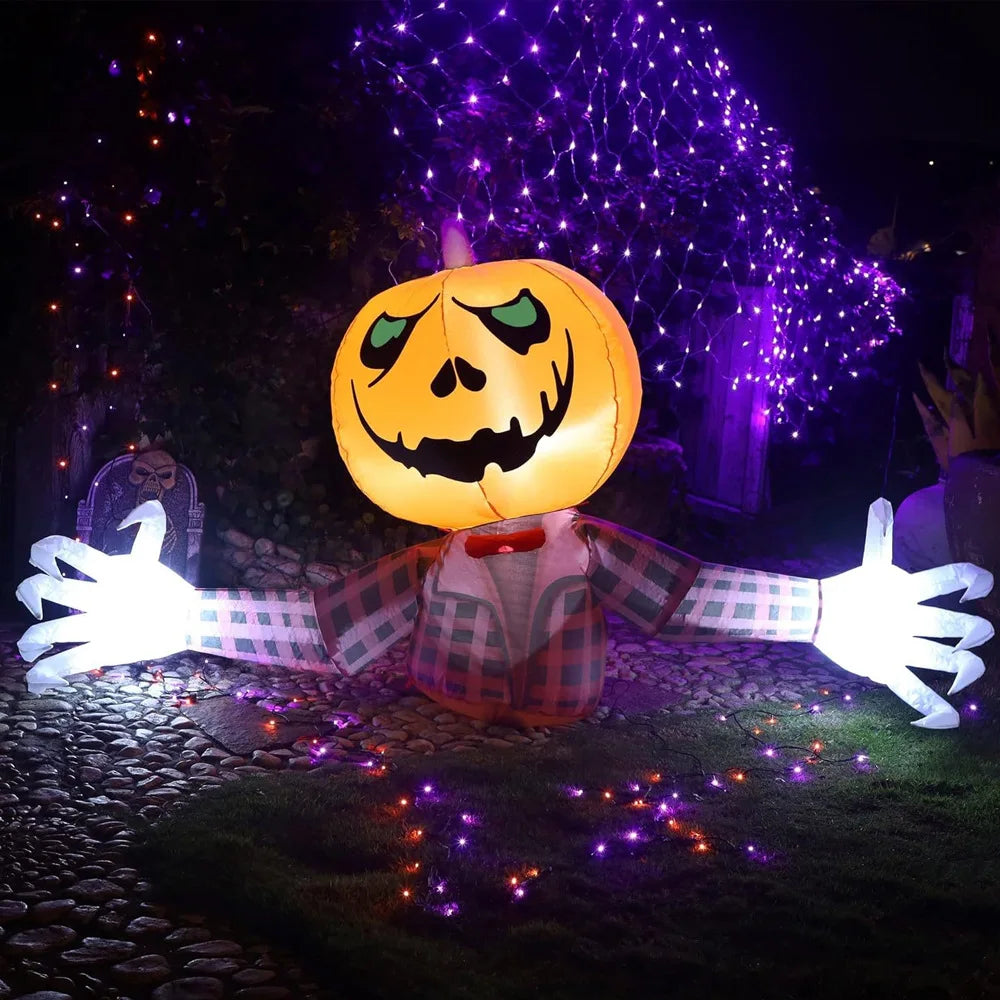 1.2M Halloween Pumpkin Wearing Checkered Shirt Inflatable Decoration Gentleman Ghost Halloween Inflated Toys - product image 3