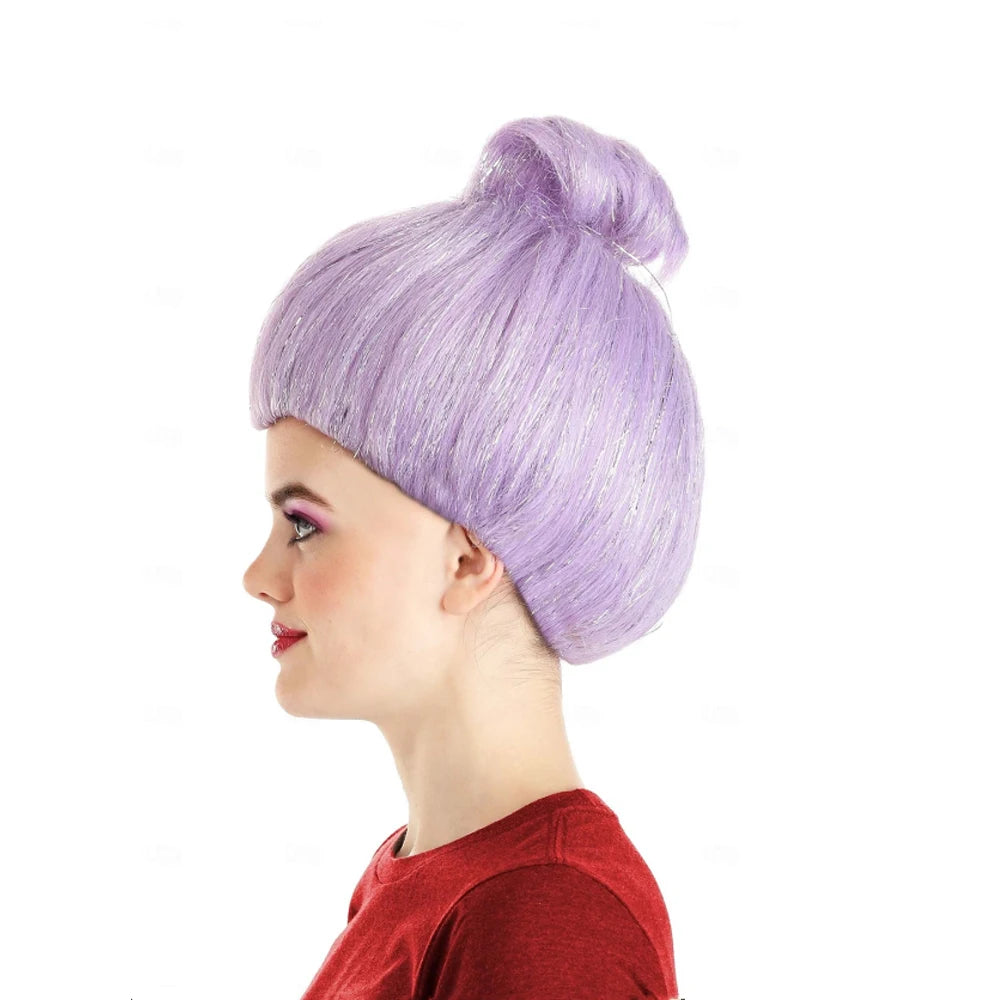 HAIRJOY Light Purple Fairy Godmother Wig – Short Synthetic Costume Hair