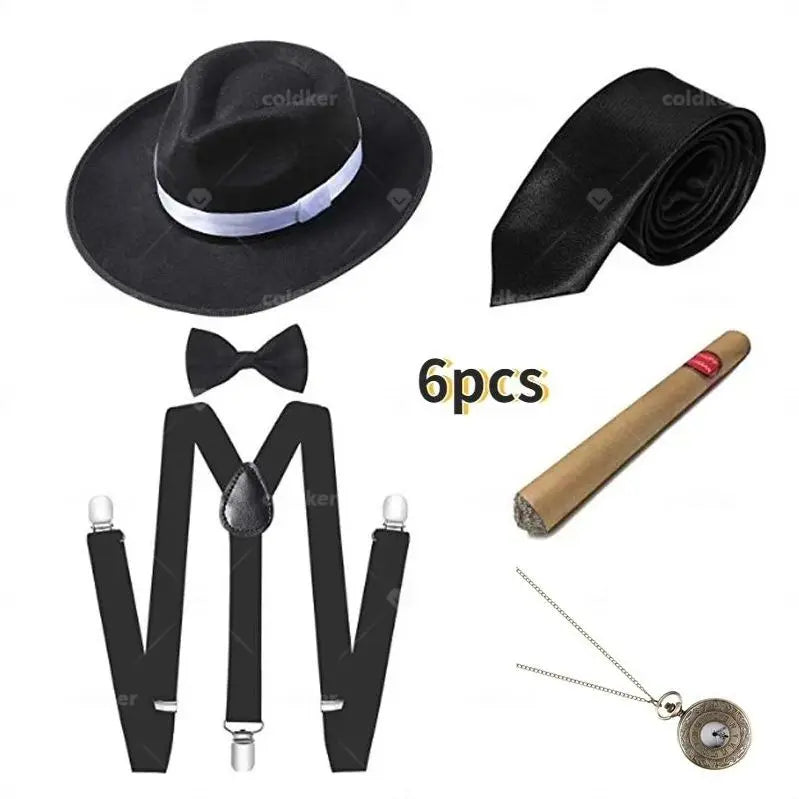 Funny Hats Gangster Costume 3 Pc Set 1920's Costume for Men Women Magic Performance