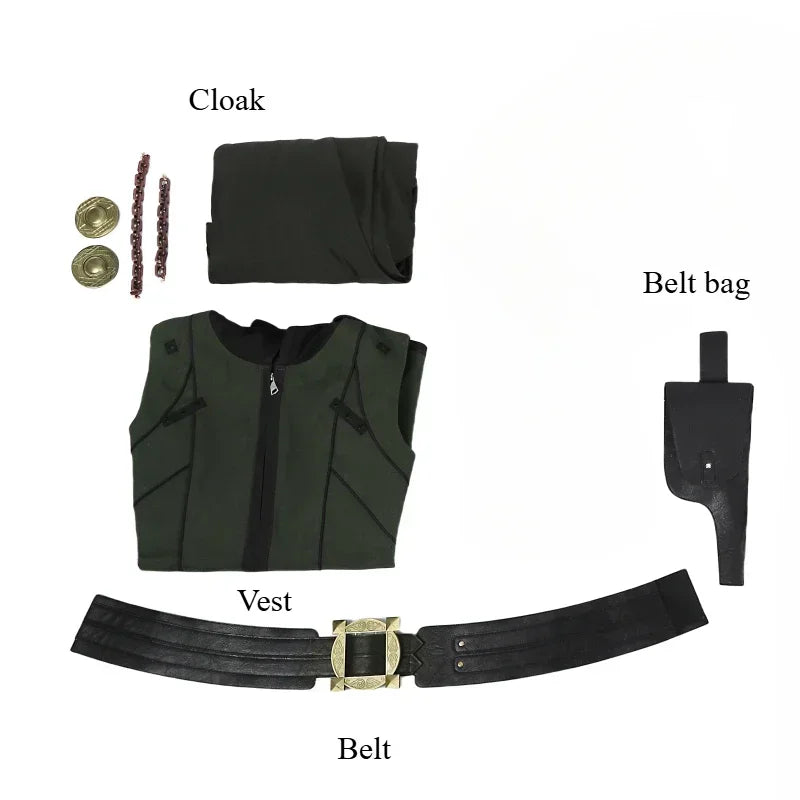 Halloween Black Doom Costume Vest Pants Cloak Outfit Full Set and Individual Items Are - Full set NO helmet / M