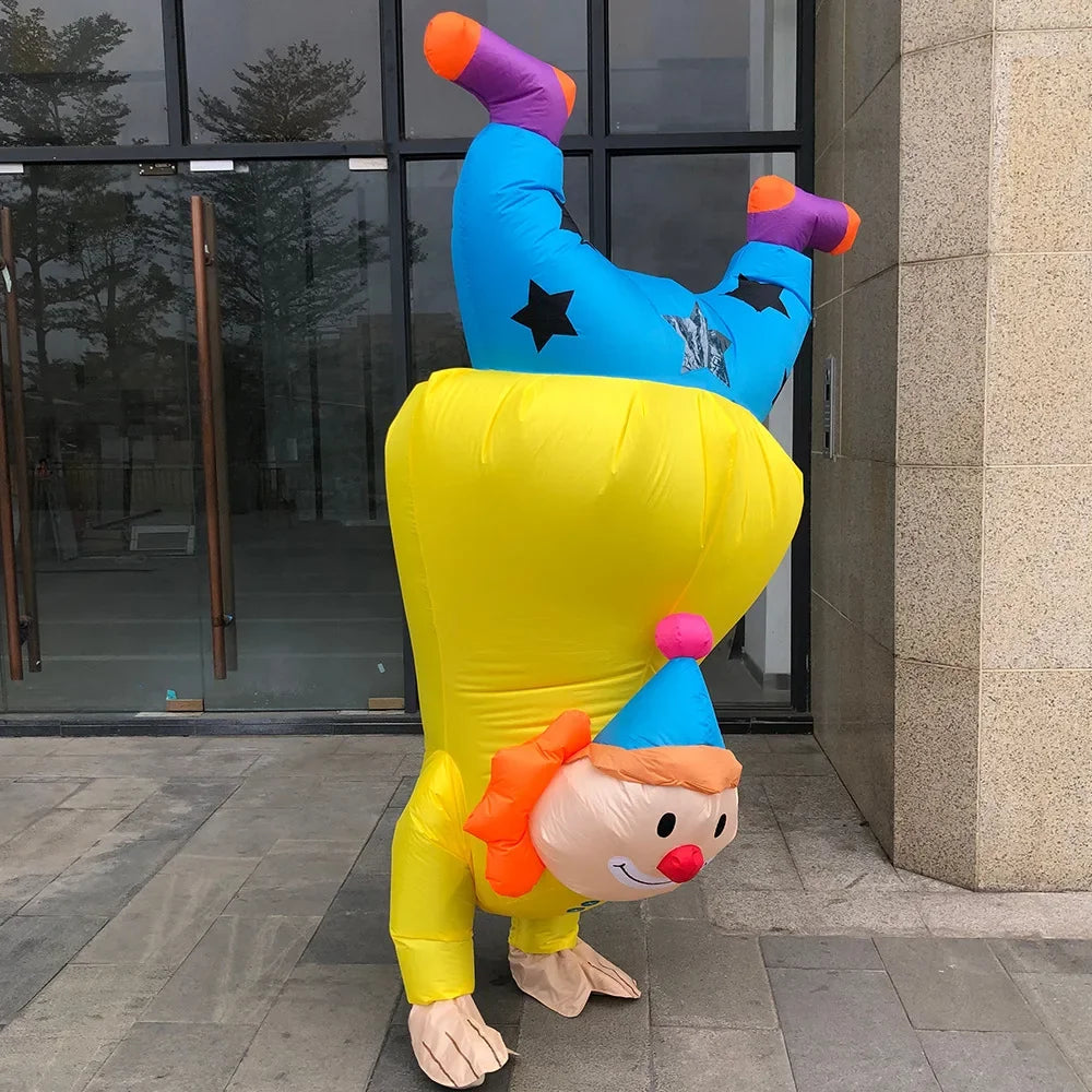 Handstand Clown Inflatable Costume Blow Up Outfit Halloween Costume Dress for Adult - View 3