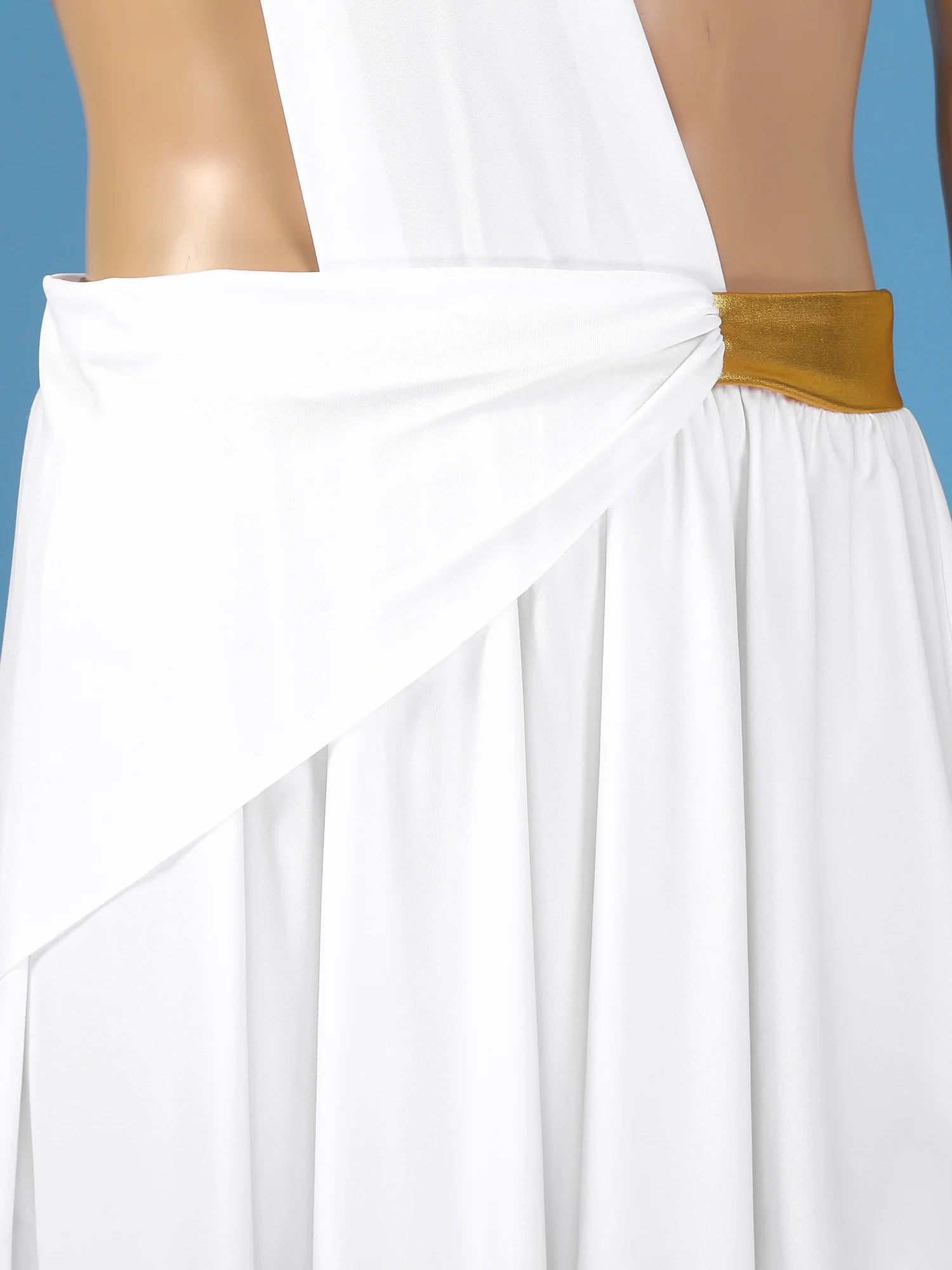 Men's Ancient Greek Warrior One Shoulder Strap Contrast Color Ruffle Skirt Costume - alternate view 5