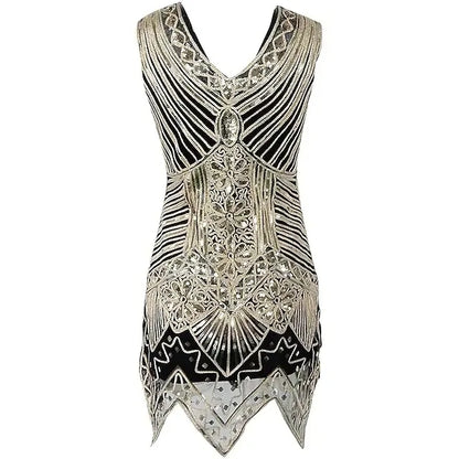 1920s Flapper Dress Women Sexy Beaded Fringe Gown Vintage Sequin Net Costume Gatsby Party Holiday Outfit Jazz Girl Ball Dress Up