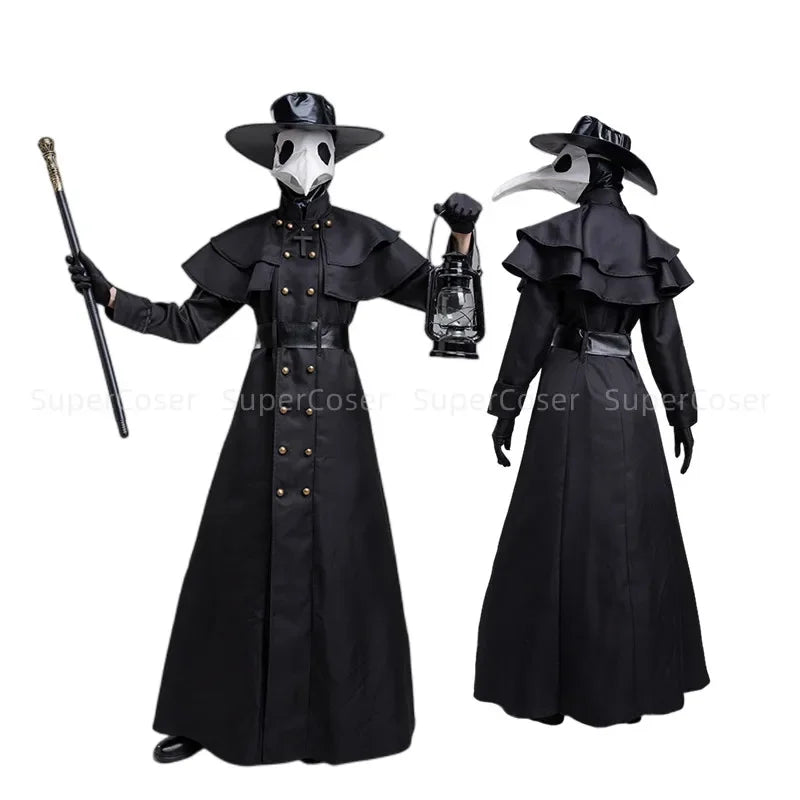 Halloween Medieval Hooded Robe Plague Doctor Costume Mask Hat for Men Monk Costume - Costume No Accessory / 5XL